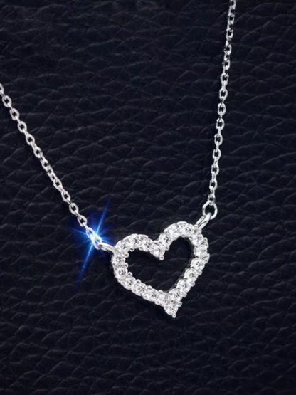 Hanging Love Silver Tone Shimmering Cute Necklace