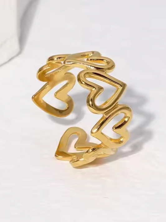 Love Squad Hollow Gold Plated Adjustable Finger Ring