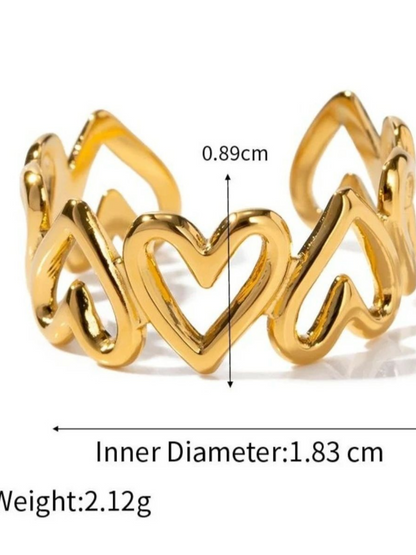 Love Squad Hollow Gold Plated Adjustable Finger Ring
