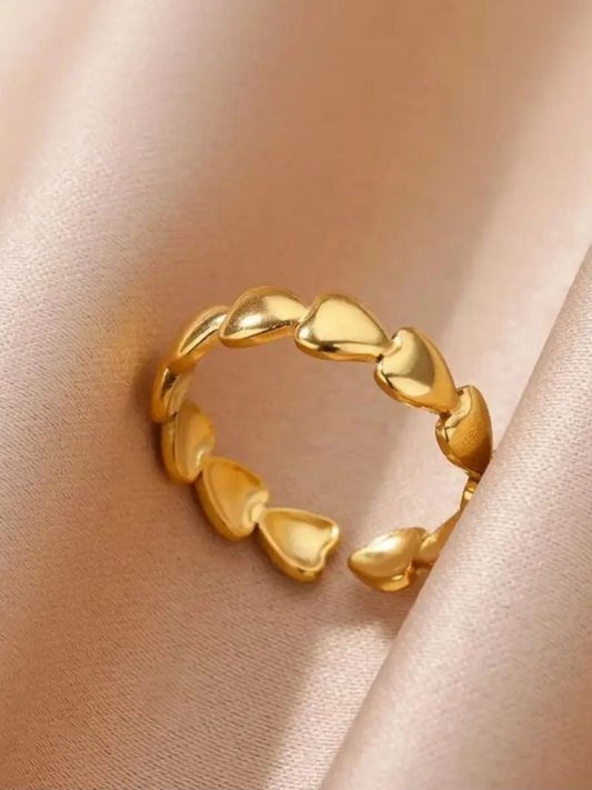 Love Cascade Solid Gold Patted Anti Tarnished Finger Ring