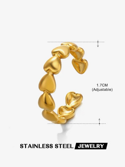 Love Cascade Solid Gold Patted Anti Tarnished Finger Ring