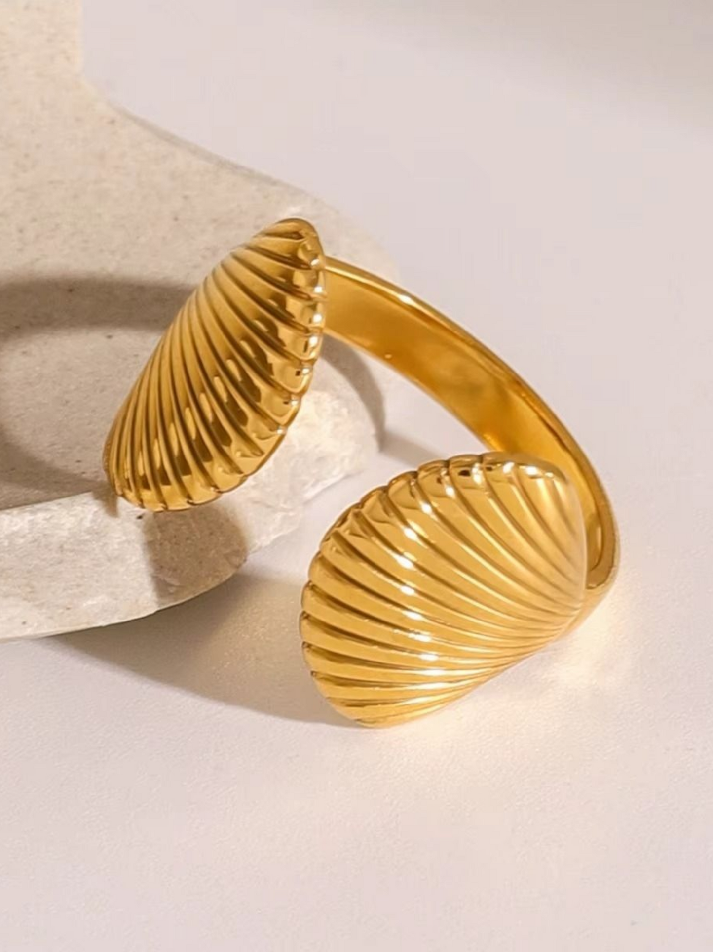 Golden Shell Anti Tarnished Gold Plated Adjustable Finger Ring