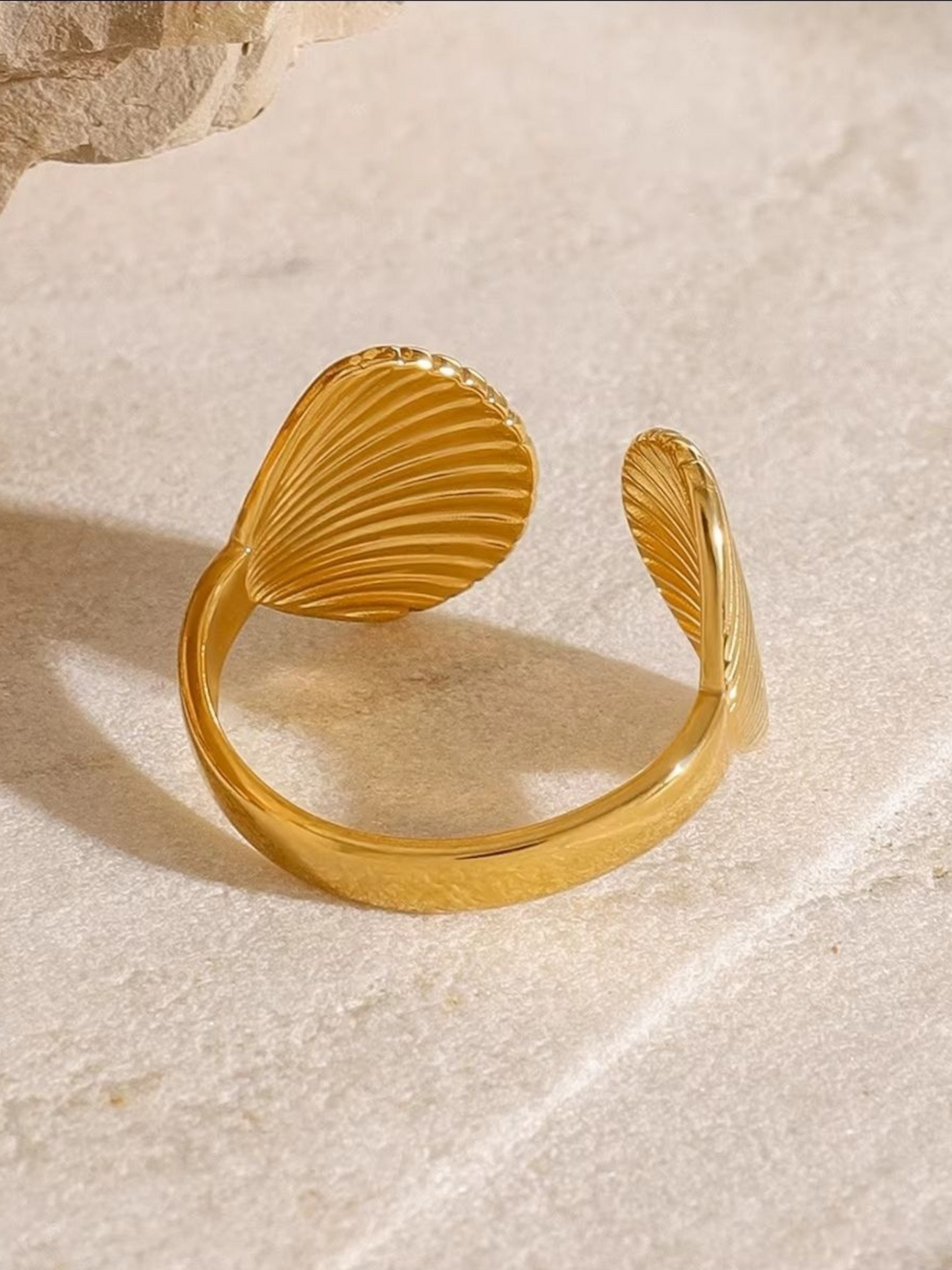 Golden Shell Anti Tarnished Gold Plated Adjustable Finger Ring