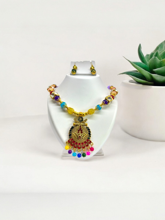Colourful Beaded Rajasthani Ethnic Traditional Tribe Necklace