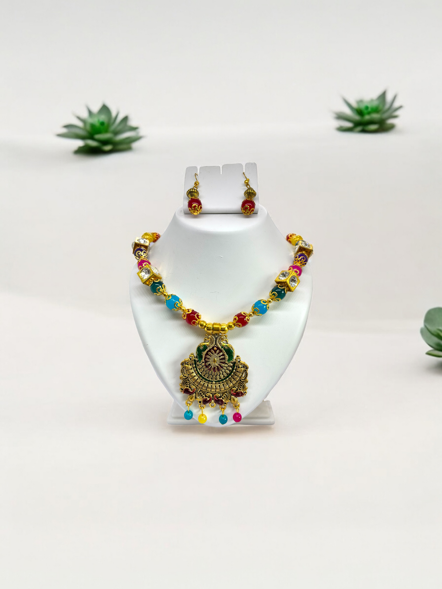 Colorful Beaded Rajasthani Ethnic Traditional Tribe Necklace Set