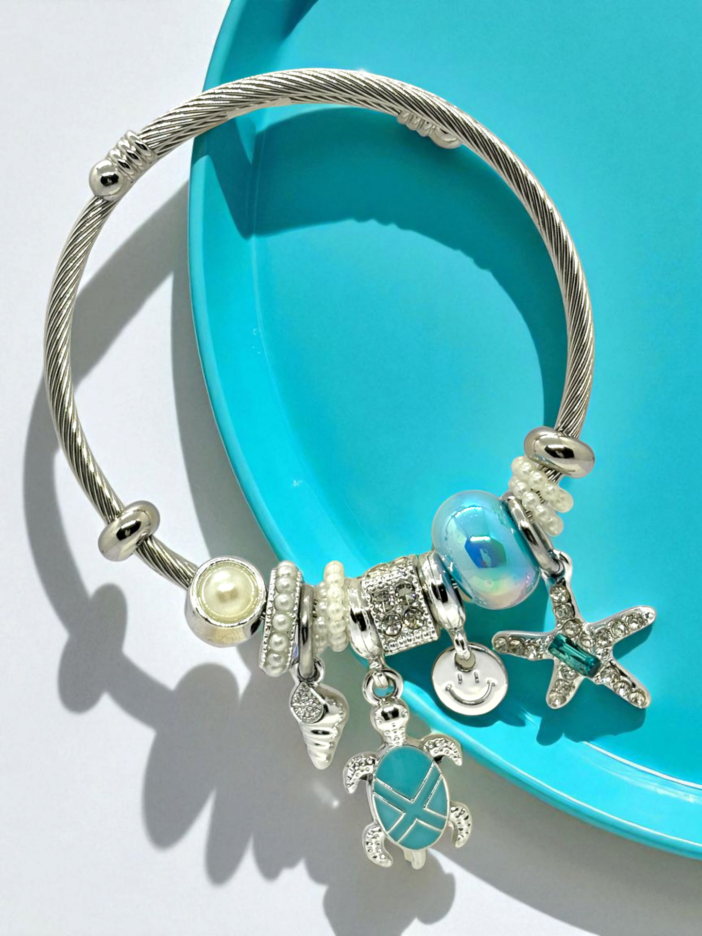 Anti Tarnished Silver Plated Star and Tortoise Charm Bracelet