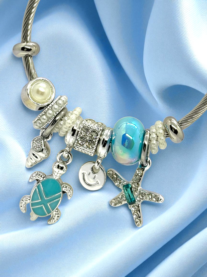 Anti Tarnished Silver Plated Star and Tortoise Charm Bracelet