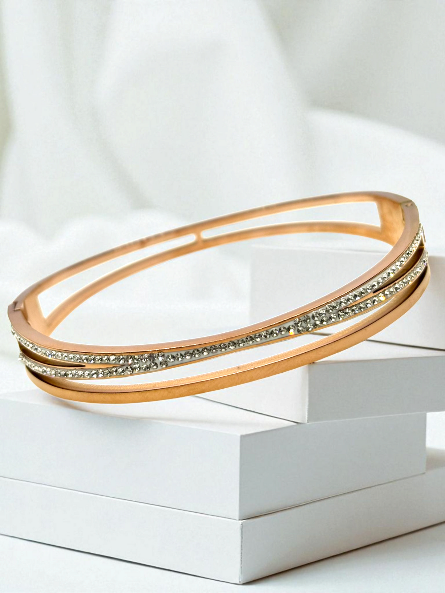 Rose Gold American Diamond Anti Tarnished Parellel Universe Bracelet