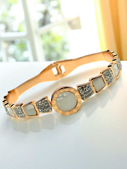 Rose Gold American Diamond Anti Tarnished Watch Dial Diana Bracelet