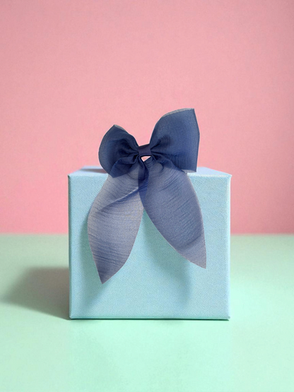 Dallae Bow Butterfly Hair Clip Made of Blue Sheer Chiffon Fabric