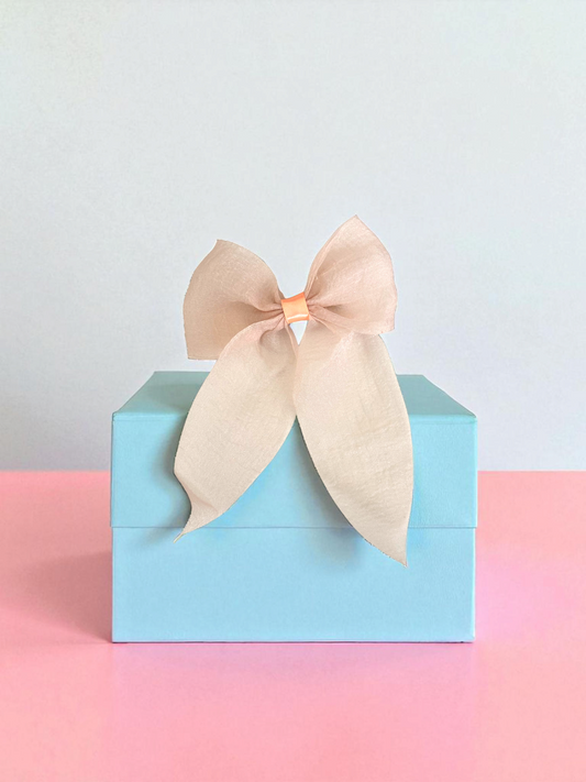 Dallae Bow Butterfly Hair Clip Made of Peach Sheer Chiffon Fabric