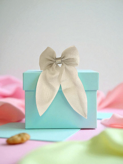 Dallae Bow Butterfly Hair Clip Made of Off White Sheer Chiffon Fabric
