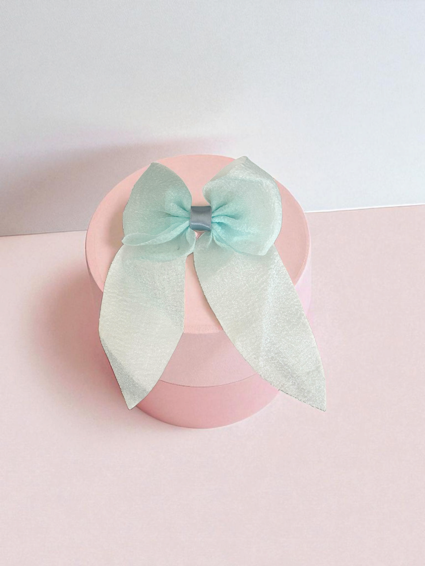 Dallae Bow Butterfly Hair Clip Made of Light Green Sheer Chiffon Fabric