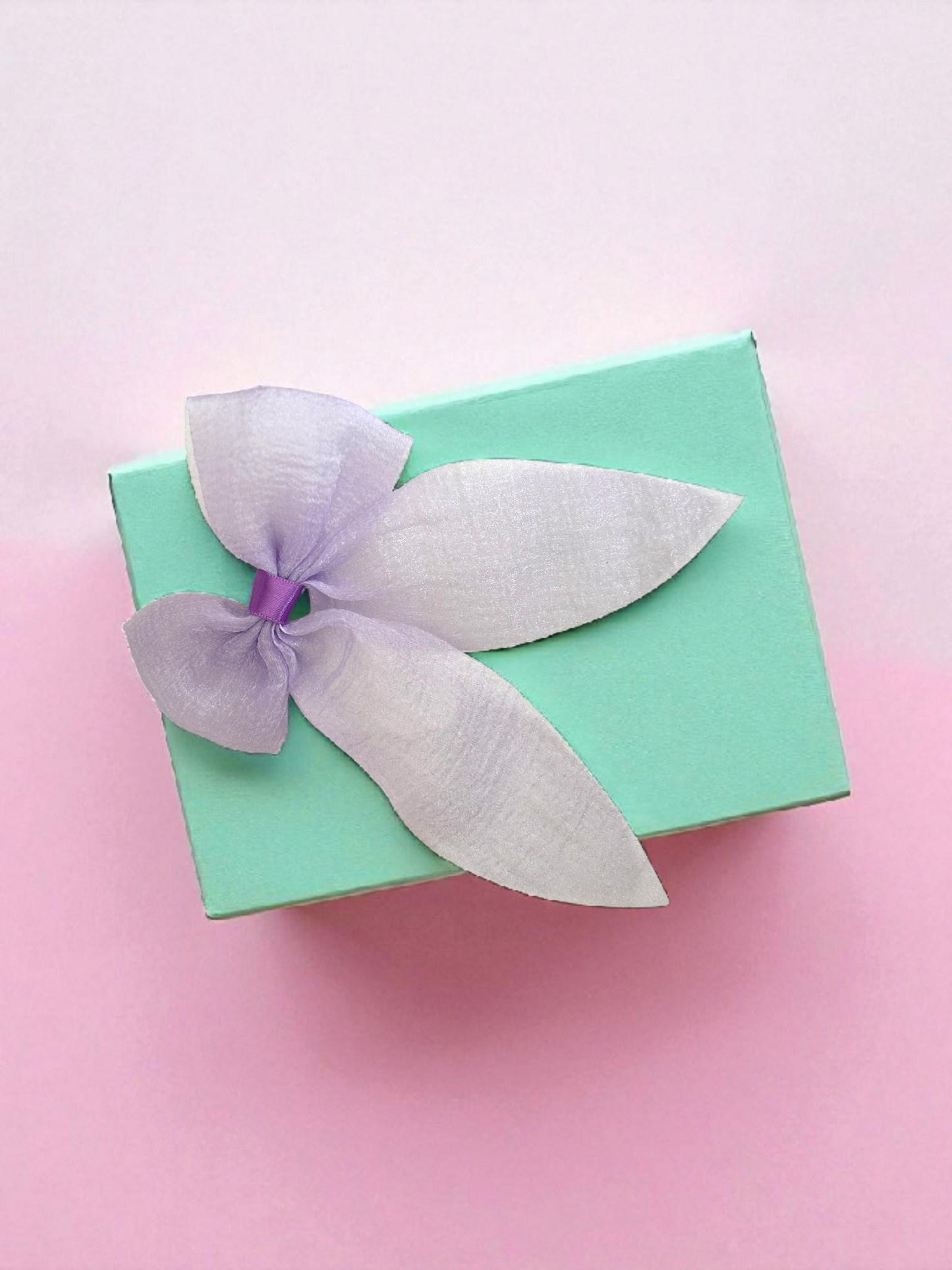 Dallae Bow Butterfly Hair Clip Made of Violet Sheer Chiffon Fabric