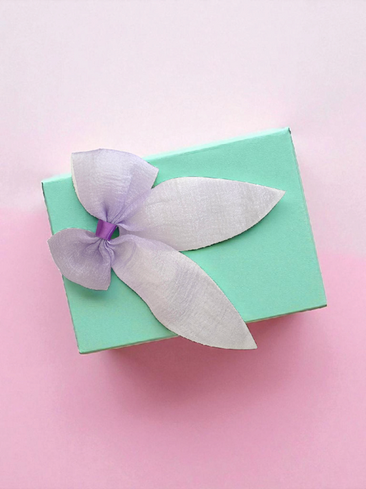 Dallae Bow Butterfly Hair Clip Made of Violet Sheer Chiffon Fabric