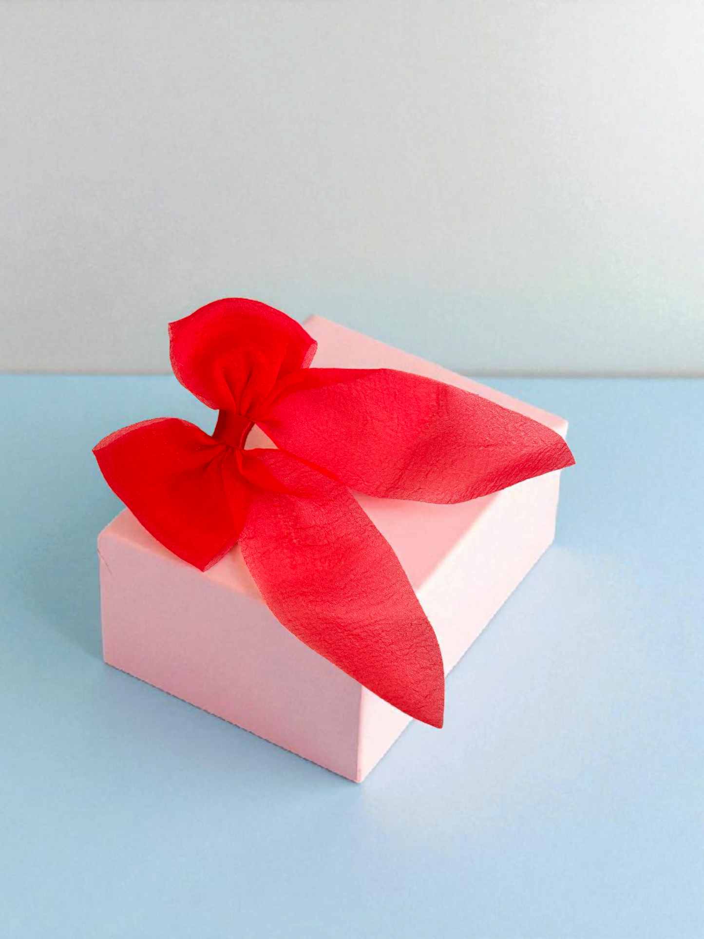 Dallae Bow Butterfly Hair Clip Made of Red Sheer Chiffon Fabric