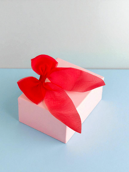 Dallae Bow Butterfly Hair Clip Made of Red Sheer Chiffon Fabric