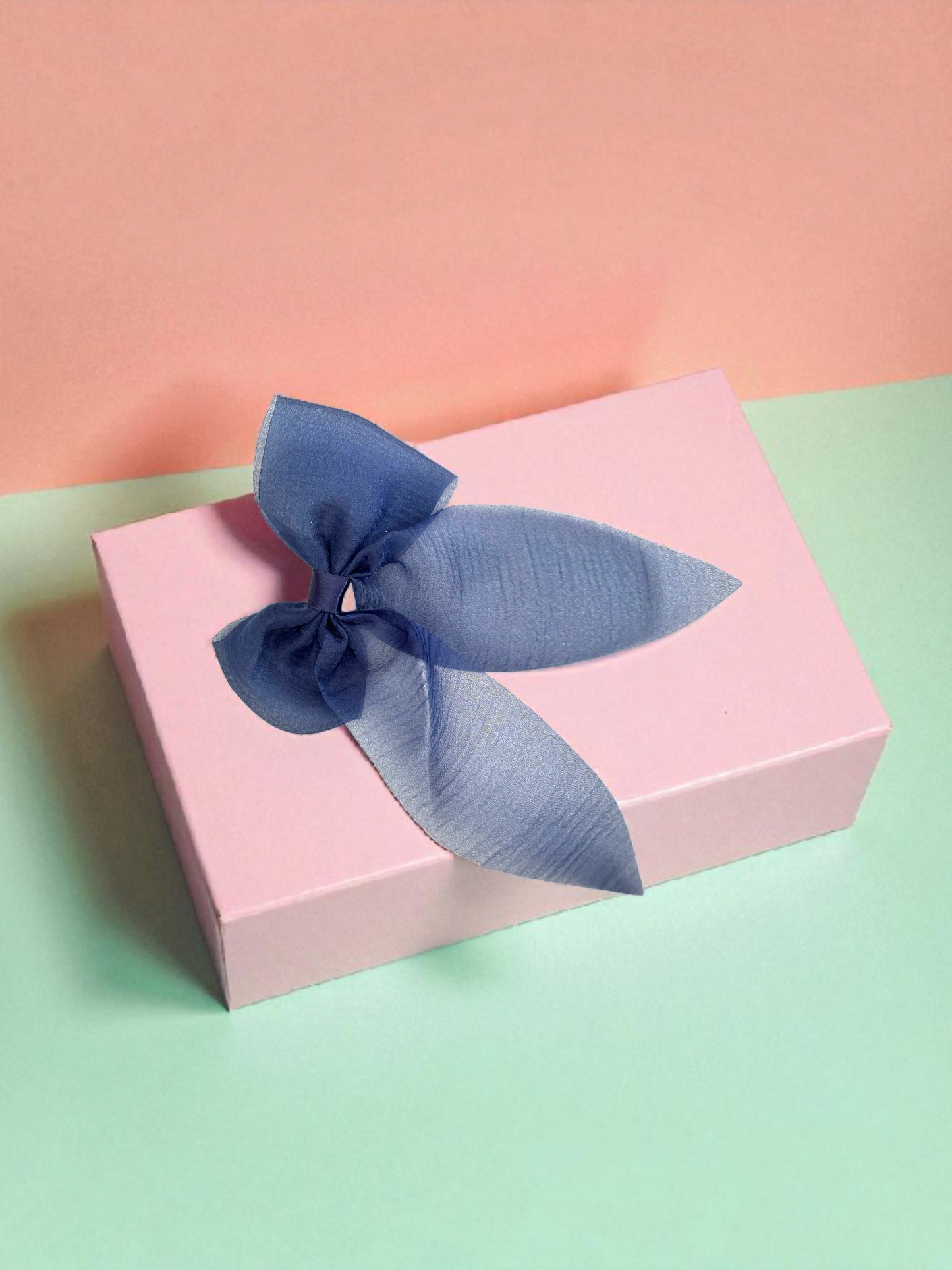 Dallae Bow Butterfly Hair Clip Made of Blue Sheer Chiffon Fabric