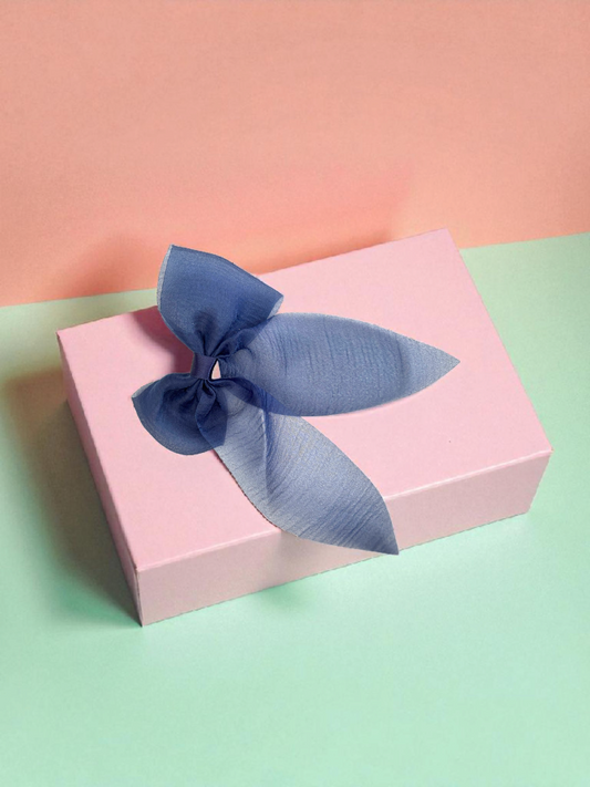 Dallae Bow Butterfly Hair Clip Made of Blue Sheer Chiffon Fabric