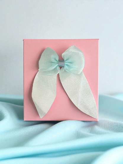Dallae Bow Butterfly Hair Clip Made of Light Green Sheer Chiffon Fabric