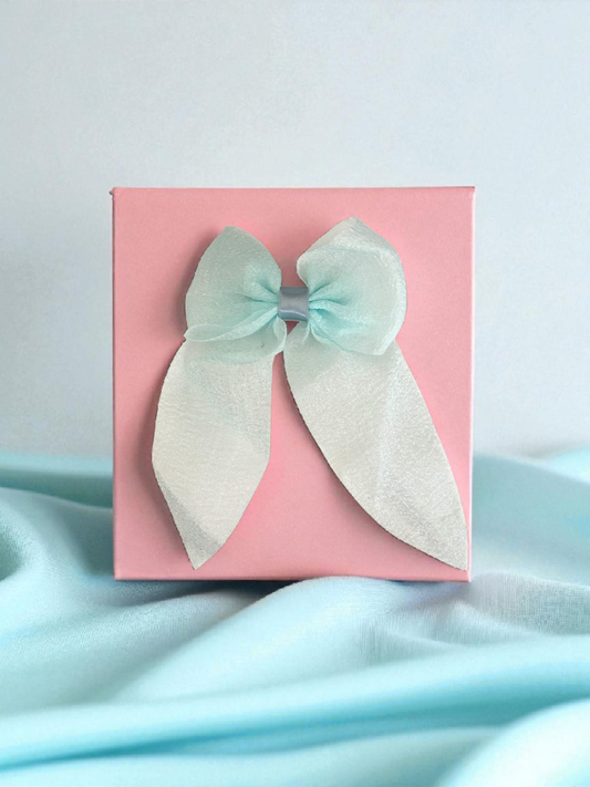 Dallae Bow Butterfly Hair Clip Made of Light Green Sheer Chiffon Fabric