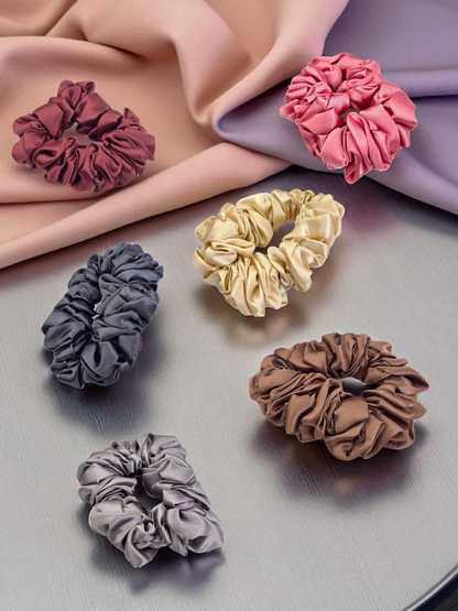 Beige Satin Silk Scrunchies