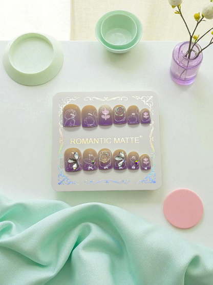Violet Artificial Handmade Reusable Press on Nails Kit