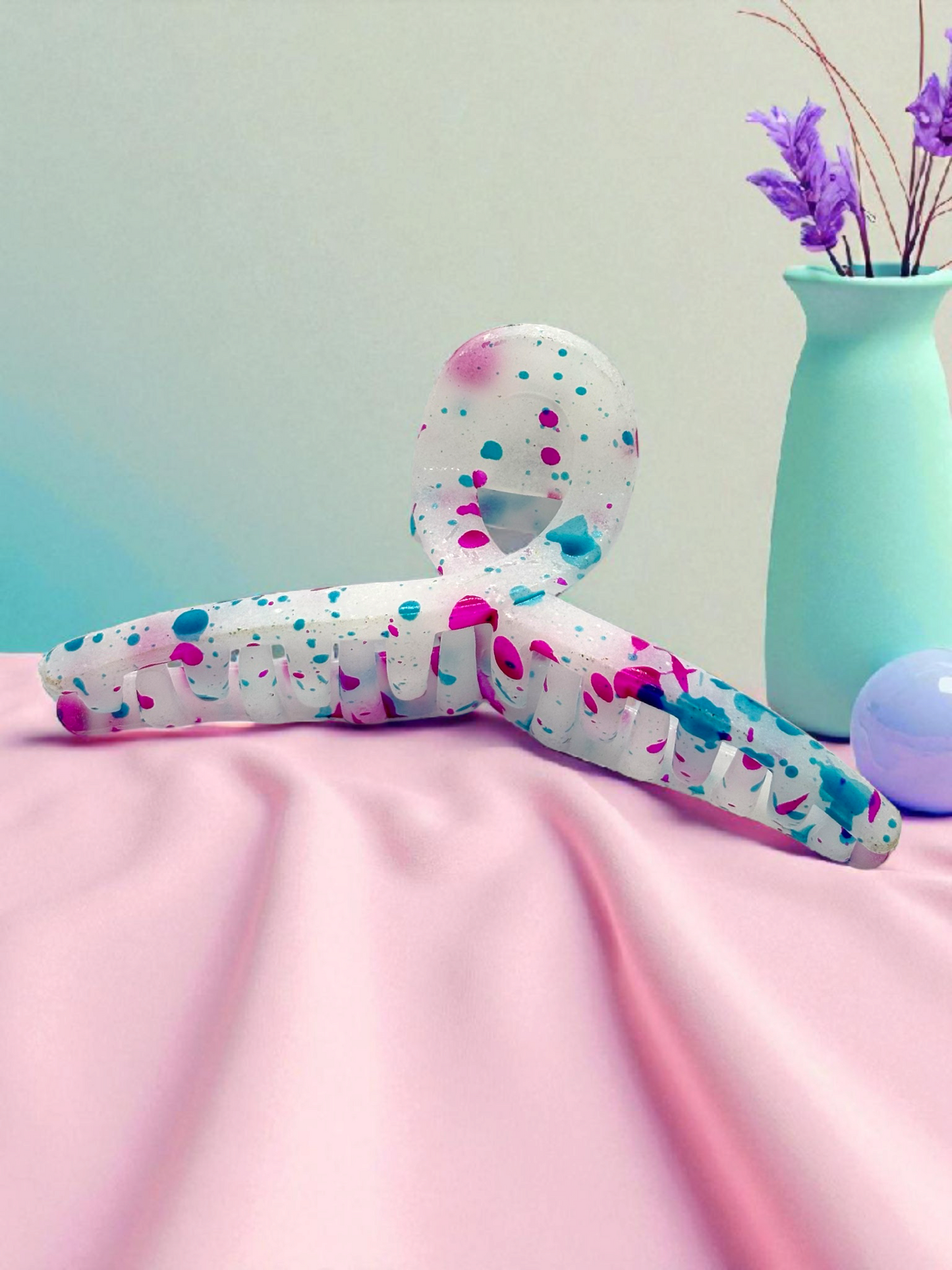 Multicolour Paint Splatter Non-Slip Bended Korean Claw Clip