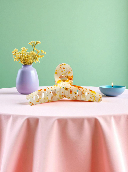 Orange Paint Splatter Non-Slip Bended Korean Claw Clip