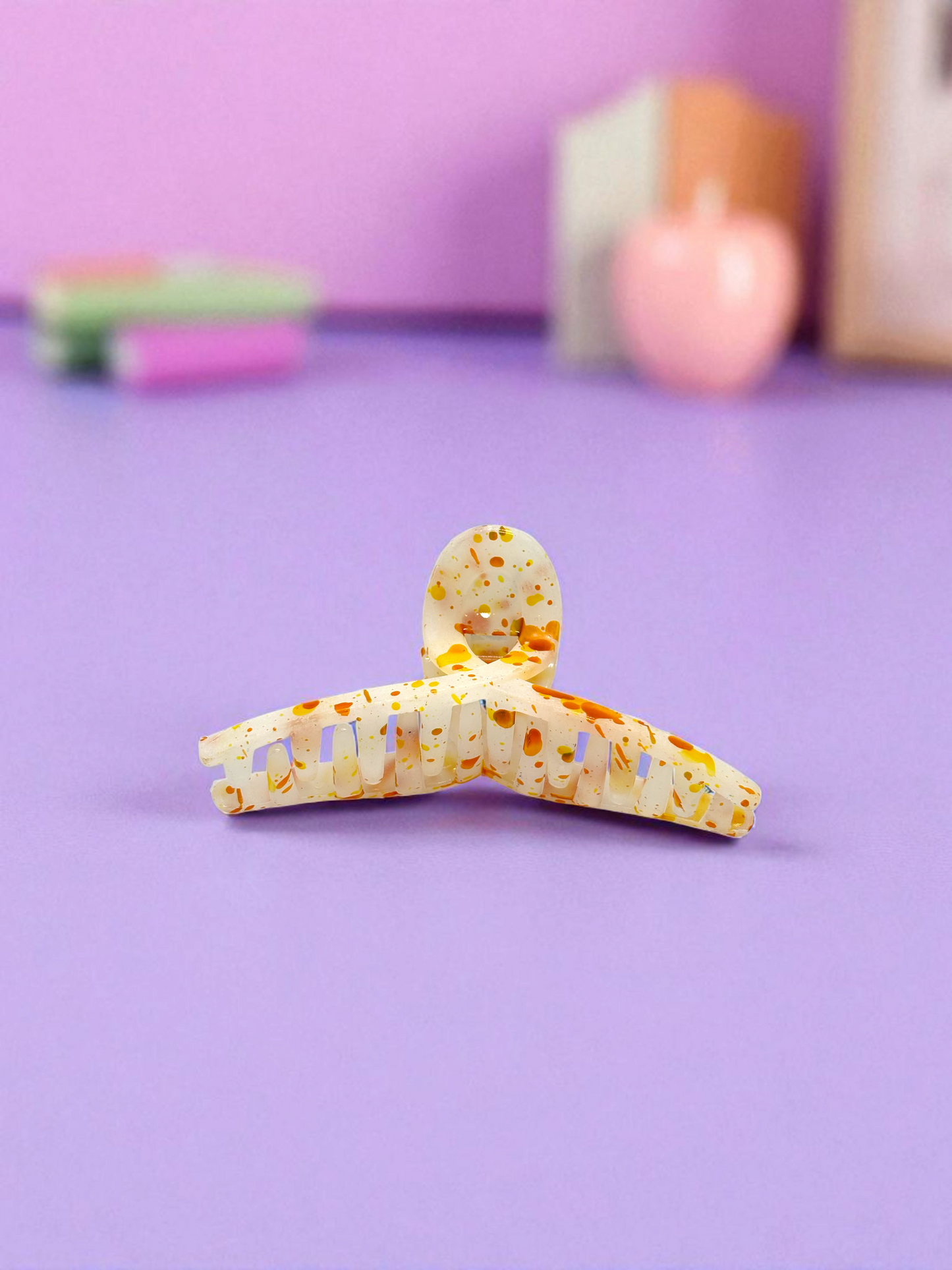 Orange Paint Splatter Non-Slip Bended Korean Claw Clip