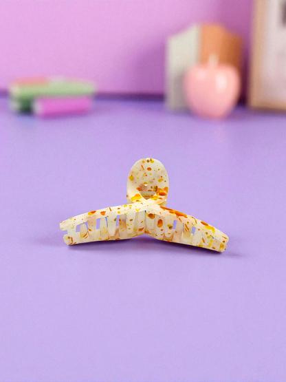 Orange Paint Splatter Non-Slip Bended Korean Claw Clip