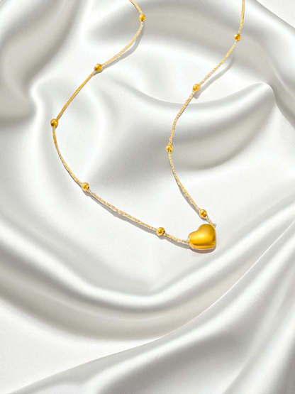 Solid Love Anti Tarnished Gold Plated Golden Heart Necklace