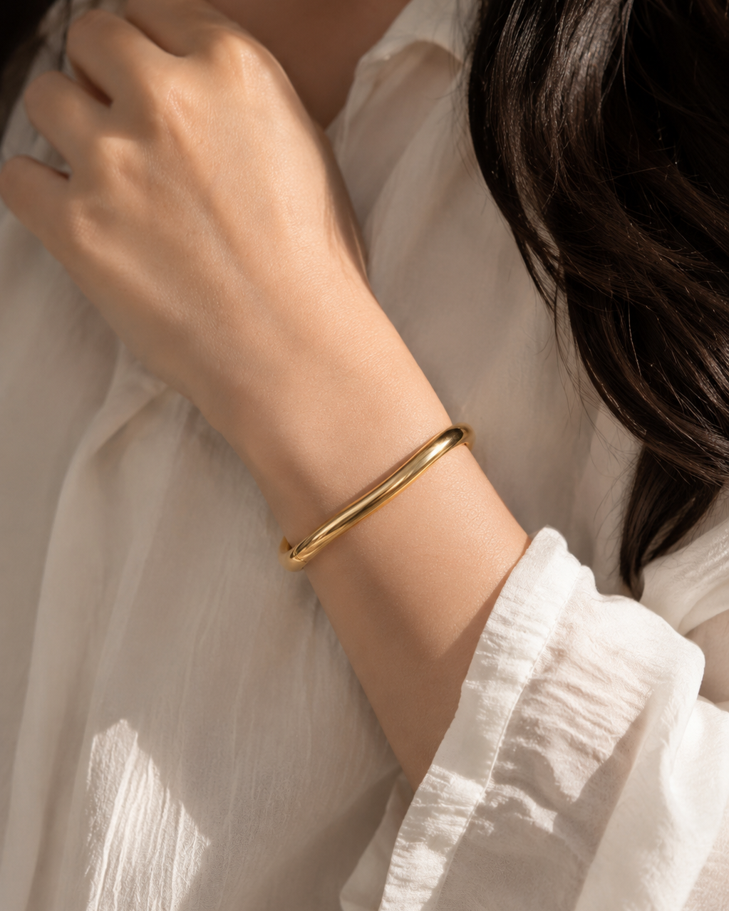 The Molten Wave Sculpted Cuff - Anti tarnish Stainless Steel Kada Bracelet