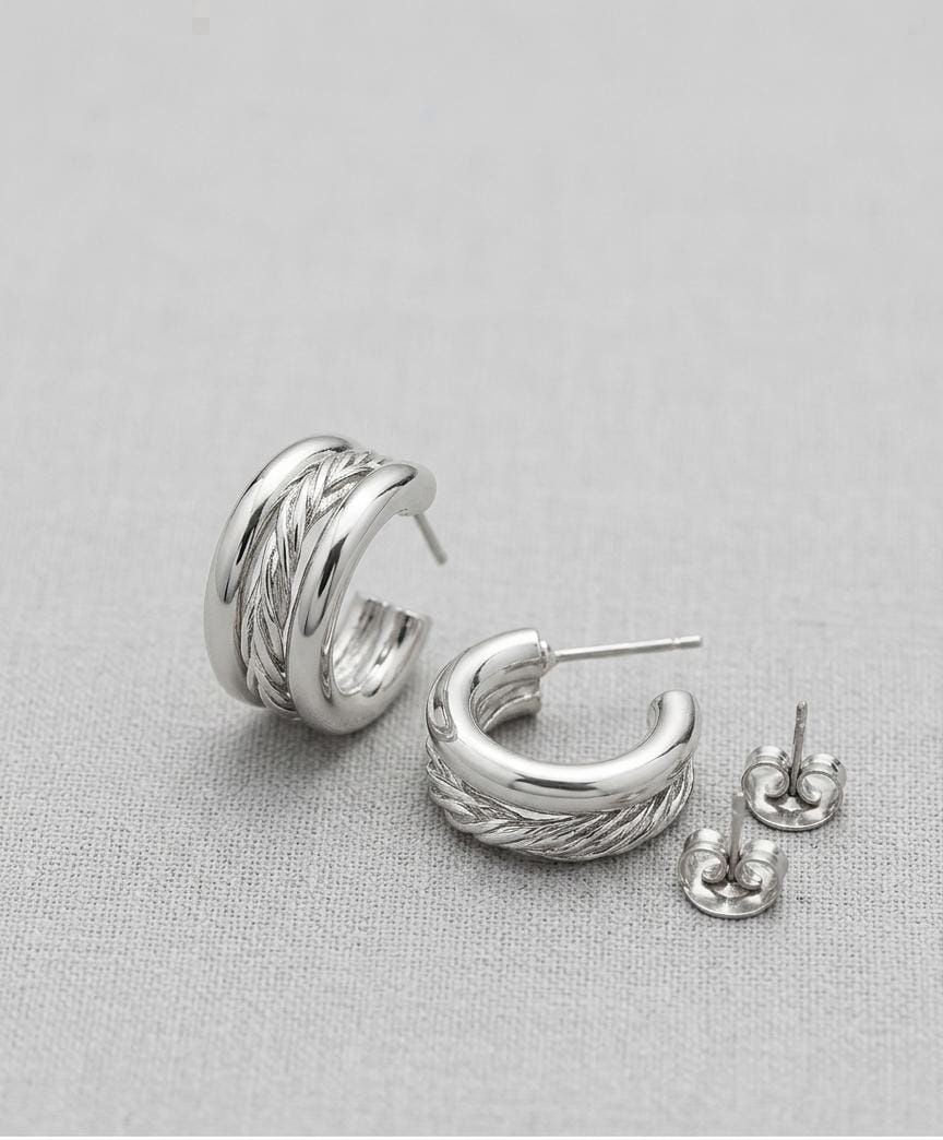 Double Hoop Silver Korean Earrings