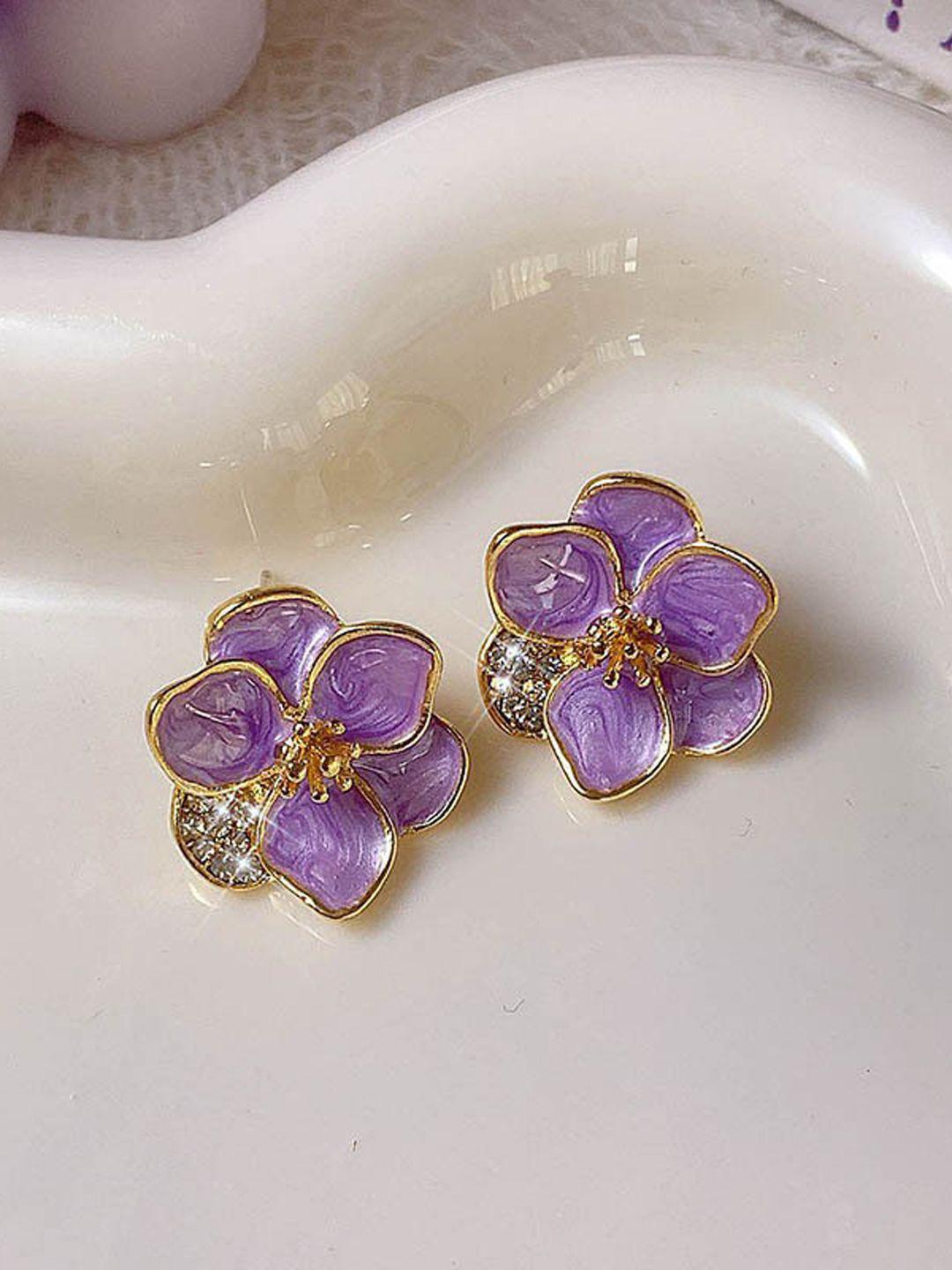 Absoloute Paradise Purple Flower Korean Earrings