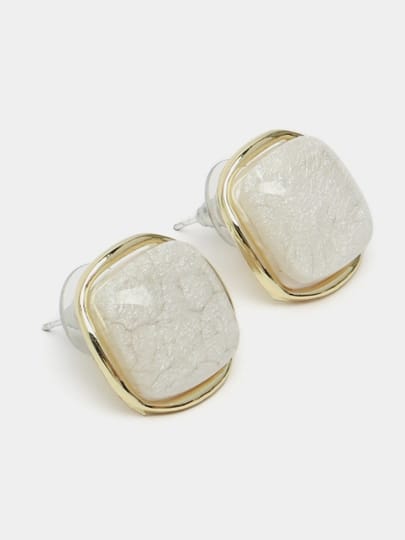 Mosaic Melts White Korean Stud Earrings