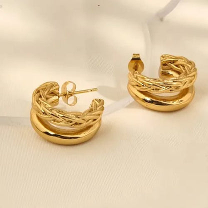 Double Hoop Golden Korean Earrings