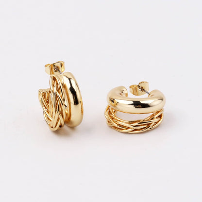 Double Hoop Golden Korean Earrings