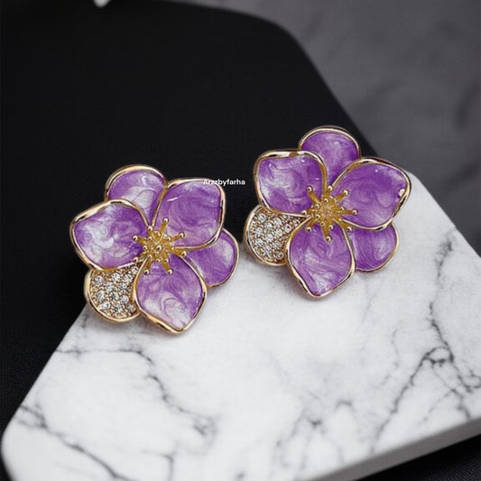 Absoloute Paradise Purple Flower Korean Earrings