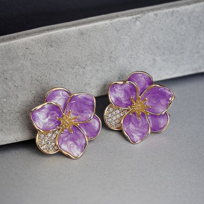 Absoloute Paradise Purple Flower Korean Earrings