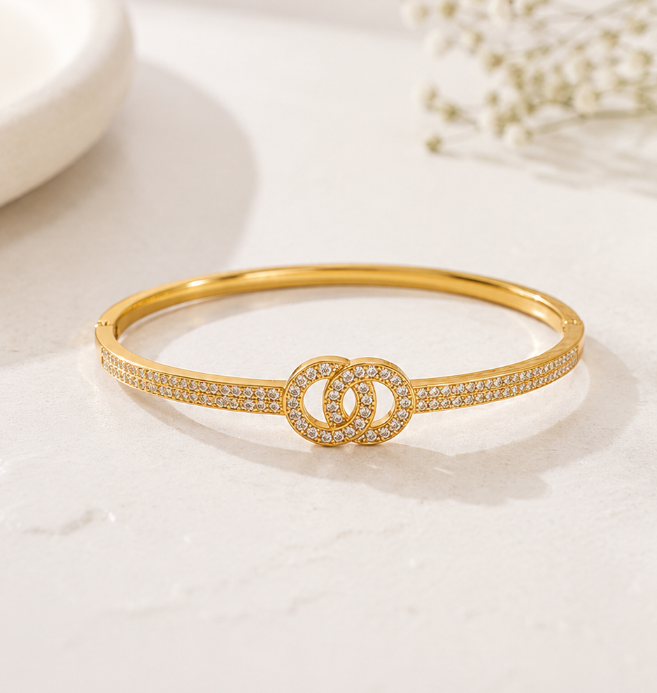 The Eternal Entwined - 18K Gold Plated Anti Tarnish Kada Bracelet