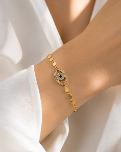 The Guardian Evil-Eye Sleek - 18K Gold Plated Anti tarnish Stainless Steel Bracelet
