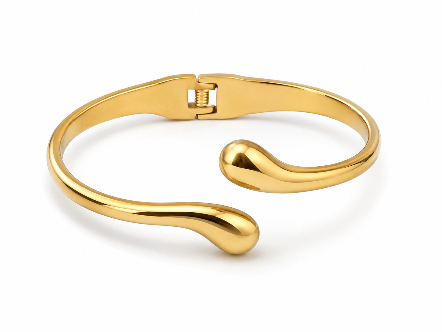 Forme Contoured Dew Drop Cuff - 18K Gold Plated Anti tarnish Stainless Steel Bracelet