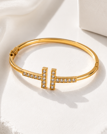 Iconic Timeless-T Cuff - 18K Gold Plated Anti Tarnish Brass Kada Bracelet
