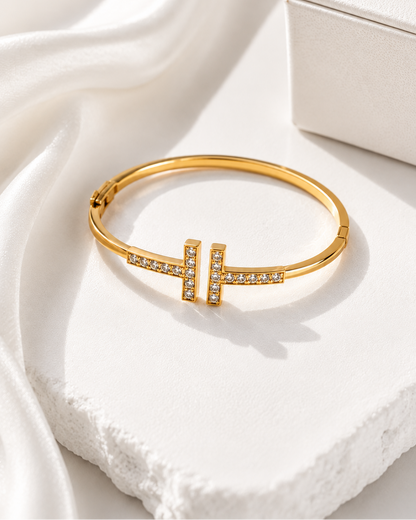 Iconic Timeless-T Cuff - 18K Gold Plated Anti Tarnish Brass Kada Bracelet