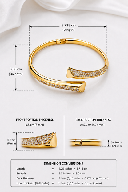 Duchessa Cuff Bracelet - American Diamond Studded Ultra High Quality 18K Gold Plated Anti Tarnish Kada