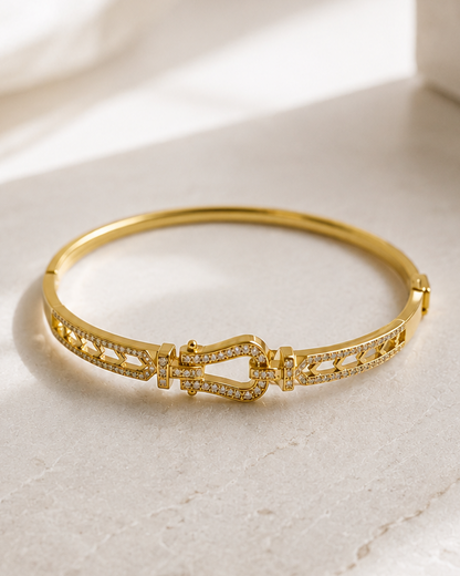Aurelia Horseshoe Crystal Cuff - 18K Gold Plated Anti Tarnish Bracelet