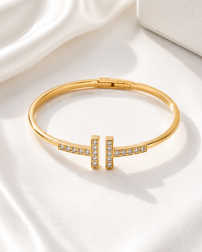 Iconic Timeless-T Cuff - 18K Gold Plated Anti Tarnish Brass Kada Bracelet