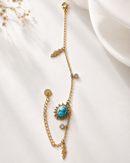 The Bohemian Turquoise & Feather Charm - 18K Gold Plated Anti tarnish Stainless Steel Bracelet (Copy)
