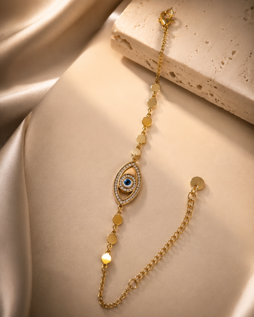 The Guardian Evil-Eye Sleek - 18K Gold Plated Anti tarnish Stainless Steel Bracelet